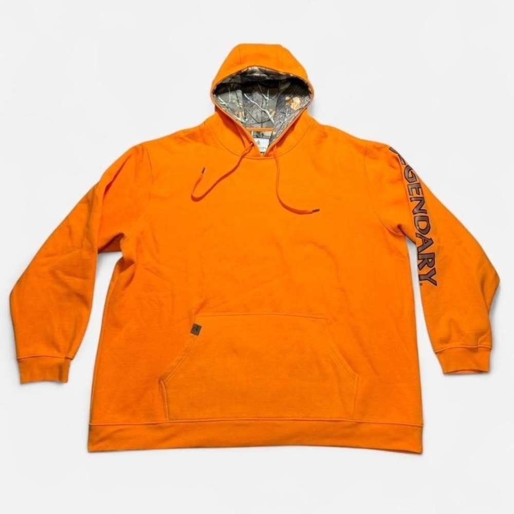 Legendary Whitetails Hunter Orange Camo Hoodie Outdoors Workwear Size 3XL